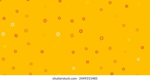 Light orange vector pattern with coronavirus elements. Smart illustration with covid signs in decorative style. Best design for quarantine events.