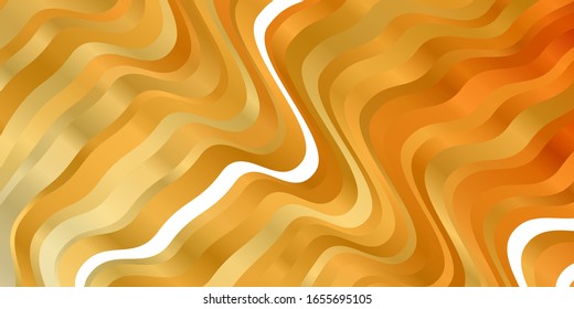 Light Orange vector pattern with curved lines. Abstract illustration with gradient bows. Template for cellphones.