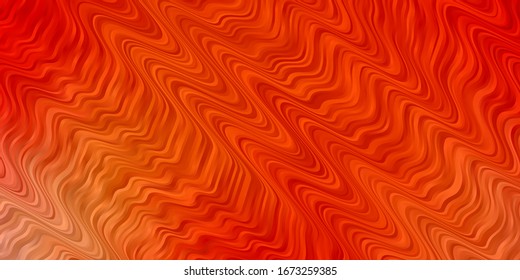 Light Orange vector pattern with curved lines. Illustration in halftone style with gradient curves. Template for cellphones.