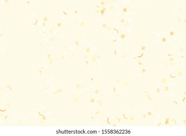 Light Orange vector pattern with Digit symbols. Abstract illustration with colored algebra signs. Pattern for ad, booklets, leaflets of education.