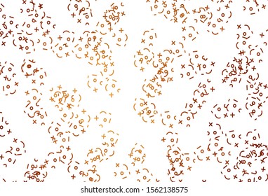 Light Orange vector pattern with Digit symbols. Abstract illustration with colored algebra signs. Pattern for ad, booklets, leaflets of education.