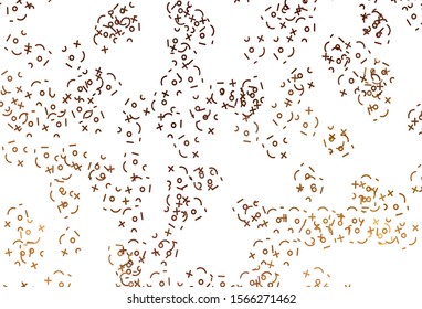 Light Orange vector pattern with Digit symbols. Colored mathematic signs with gradient on white background. Pattern for school, grammar websites.