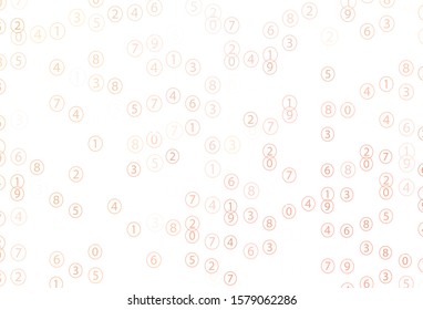 Light Orange vector pattern with Digit symbols. Colored mathematic signs with gradient on white background. Pattern for school, grammar websites.