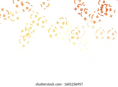 Light Orange vector pattern with Digit symbols. Shining colorful illustration with isolated Digit signs. Smart design for university advert.