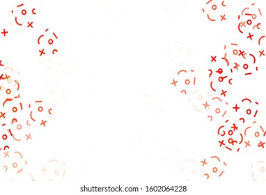 Light Orange vector pattern with Digit symbols. Abstract illustration with colored algebra signs. Pattern for ad, booklets, leaflets of education.