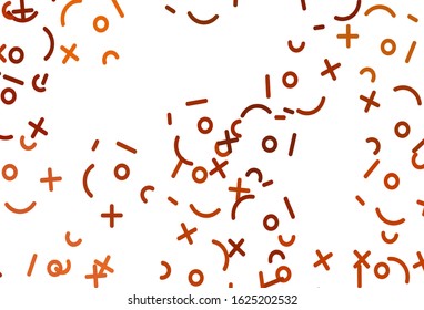 Light Orange vector pattern with Digit symbols. Blurred design in simple style with collection of numerals. Template for landing page of typography.