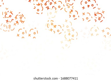 Light Orange vector pattern with Digit symbols. Abstract illustration with colored algebra signs. Best design a poster, banner of a math college.