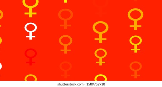 Light Orange vector pattern with feminism elements. Colorful illustration with gradient feminism shapes. Sample for your web designers.