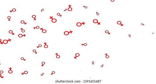 Light Orange vector pattern with feminism elements. Colorful feminism symbols with a gradient in modern style. Design for landing pages.