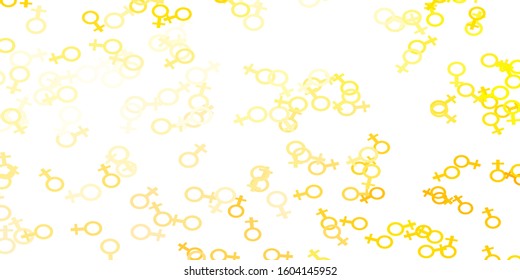 Light Orange vector pattern with feminism elements. Colorful illustration with gradient feminism shapes. New design for applications.