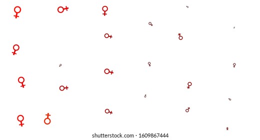 Light Orange vector pattern with feminism elements. Abstract illustration with a depiction of women's power. Design for International Women’s Day.