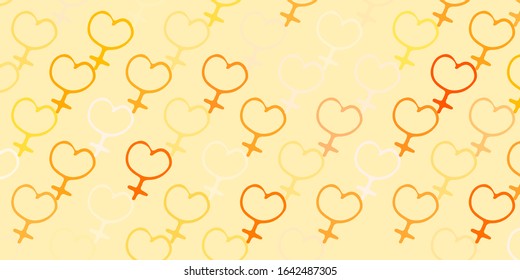 Light Orange vector pattern with feminism elements. Colorful illustration with gradient feminism shapes. Background for International Women’s Day.