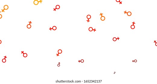 Light Orange vector pattern with feminism elements. Simple design in abstract style with women’s rights activism. Best design to show the power of women.