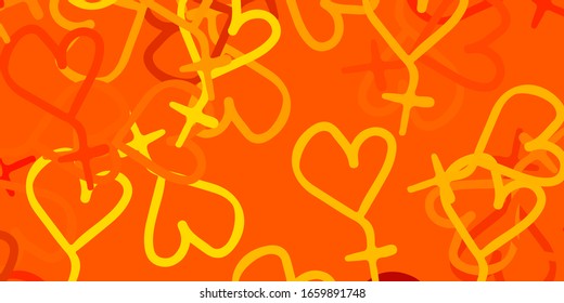 Light Orange vector pattern with feminism elements. Illustration with signs of women's strength and power. Design for International Women’s Day.