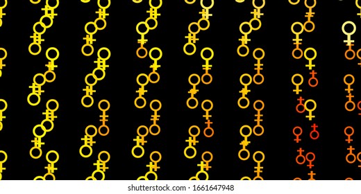 Light Orange vector pattern with feminism elements. Colorful illustration with gradient feminism shapes. Best design to show the power of women.
