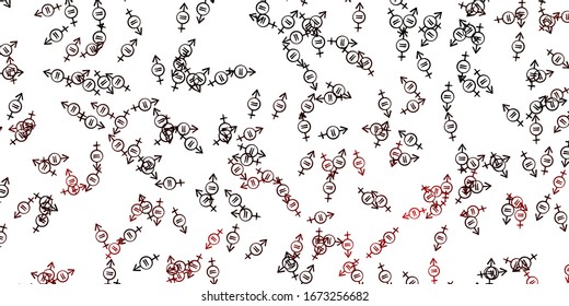 Light Orange vector pattern with feminism elements. Colorful feminism symbols with a gradient in modern style. Simple design for your web site.