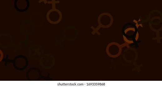 Light Orange vector pattern with feminism elements. Illustration with signs of women's strength and power. Simple design for your web site.