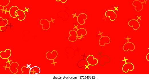 Light Orange vector pattern with feminism elements. Colorful feminism symbols with a gradient in modern style. Elegant design for wallpapers.