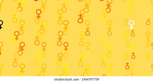 Light Orange vector pattern with feminism elements. Colorful illustration with gradient feminism shapes. Best design to show the power of women.