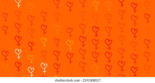 Light Orange vector pattern with feminism elements. Colorful illustration with gradient feminism shapes. Elegant design for wallpapers.
