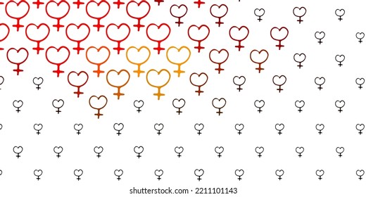 Light Orange vector pattern with feminism elements. Abstract illustration with a depiction of women's power. Elegant design for wallpapers.
