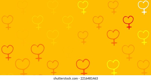 Light Orange vector pattern with feminism elements. Colorful illustration with gradient feminism shapes. Best design to show the power of women.