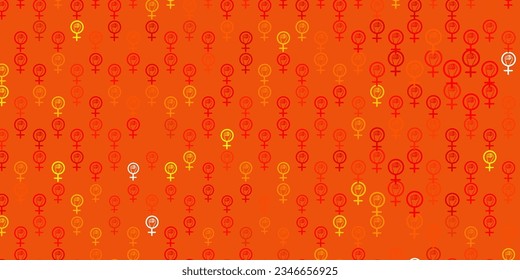 Light Orange vector pattern with feminism elements. Colorful illustration with gradient feminism shapes. Elegant design for wallpapers.