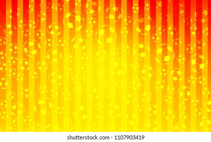 Light Orange vector pattern with football balls. Colored illustration with balls on a gradiental backdrop. Template for ads of soccer world cup 2018.