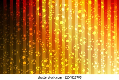 Light Orange vector pattern with football balls. Shining illustration with soccer balls on a colorful backdrop. Pattern for promotion of soccer games.