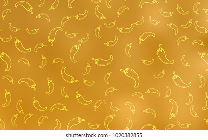 Light Orange vector pattern with fresh pepers. Beautiful colored illustration with pepers in doodle style. Pattern for menu of cafes, bars, restaurants.