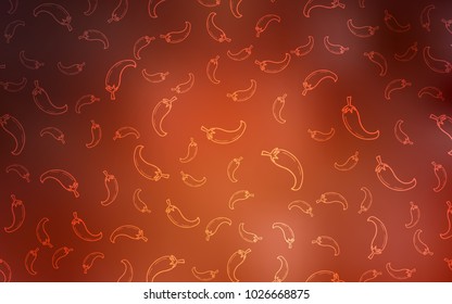 Light Orange vector pattern with fresh peppers. Decorative shining illustration with peppers on abstract template. Pattern for menu of cafes, bars, restaurants.