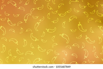Light Orange vector pattern with fresh peppers. Decorative shining illustration with peppers on abstract template. Doodle design for your business advert of cafes.
