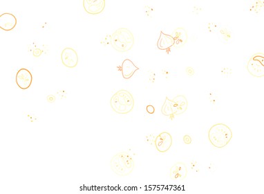 Light Orange vector pattern with fresh ingredients. Abstract background with colorful Fast Food illustrations. Pattern for ads of breakfast, lunch, dinner.