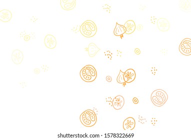 Light Orange vector pattern with fresh ingredients. Abstract background with colorful Fast Food illustrations. Pattern for ads of breakfast, lunch, dinner.
