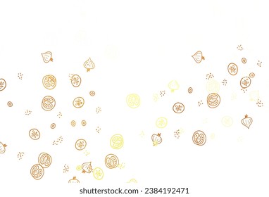 Light Orange vector pattern with fresh ingredients. Glitter abstract sketch with gourmet food. Pattern for menu of cafes, bars, restaurants.