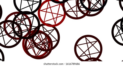 Light Orange vector pattern with magic elements. Illustration with magical signs of spiritual power. Best design halloween events.