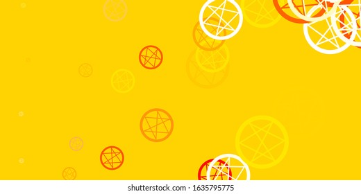 Light Orange vector pattern with magic elements. Retro design in abstract style with witchcraft forms. Simple base for your occult design.