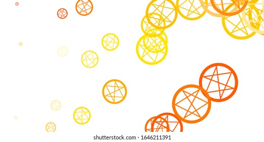 Light Orange vector pattern with magic elements. Retro design in abstract style with witchcraft forms. Simple base for your occult design.