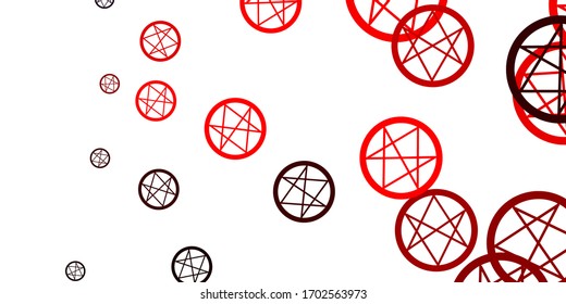 Light Orange vector pattern with magic elements. Illustration with magical signs of spiritual power. Best design halloween events.