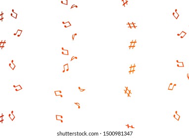 Light Orange vector pattern with music elements. Isolated colorful music keys on abstract background. Pattern for websites of musitians.