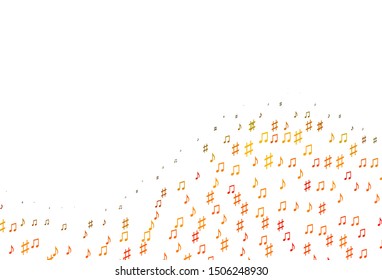 Light Orange vector pattern with music elements. Isolated colorful music keys on abstract background. Pattern for websites of musitians.