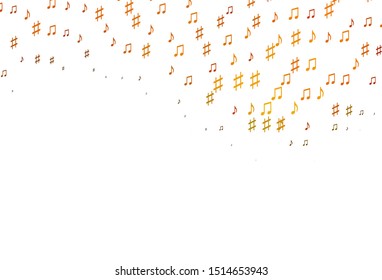 Light Orange vector pattern with music elements. Decorative design in abstract style with music shapes. Pattern for festival leaflets.