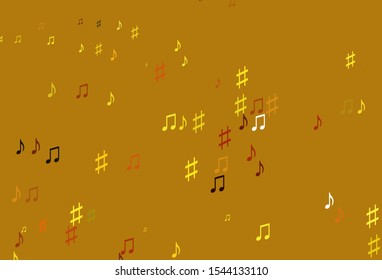 Light Orange vector pattern with music elements. Isolated colorful music keys on abstract background. Pattern for festival leaflets.