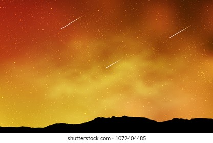 Light Orange vector pattern with night sky stars. Shining colored illustration with bright astronomical stars. Pattern for astronomy websites.