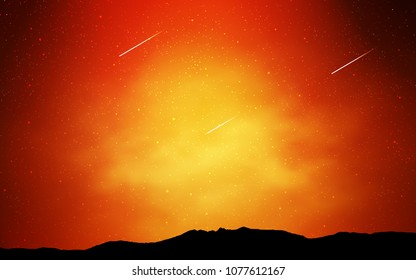 Light Orange vector pattern with night sky stars. Shining colored illustration with bright astronomical stars. Smart design for your business advert.