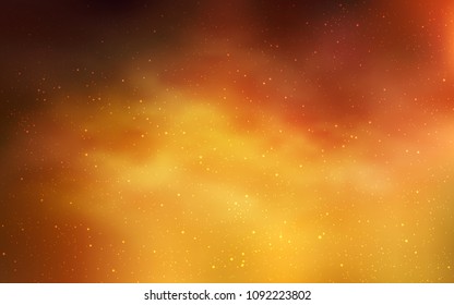 Light Orange vector pattern with night sky stars. Space stars on blurred abstract background with gradient. Pattern for futuristic ad, booklets.