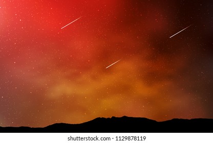 Light Orange vector pattern with night sky stars. Shining colored illustration with bright astronomical stars. Pattern for futuristic ad, booklets.