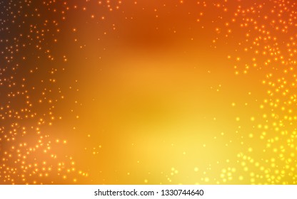 Light Orange vector pattern with night sky stars. Space stars on blurred abstract background with gradient. Best design for your ad, poster, banner.