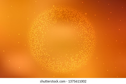 Light Orange vector pattern with night sky stars. Shining colored illustration with bright astronomical stars. Pattern for astronomy websites.