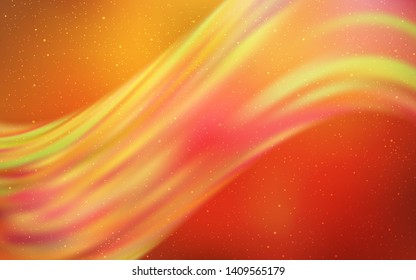 Light Orange vector pattern with night sky stars. Glitter abstract illustration with colorful cosmic stars. Pattern for futuristic ad, booklets.